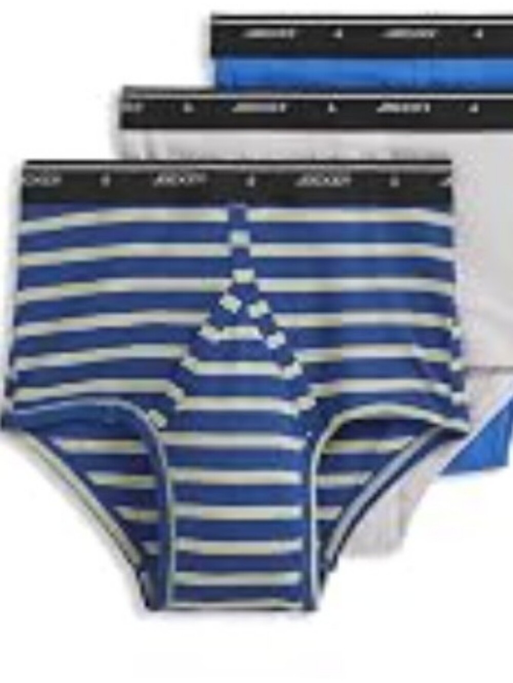 Jockey Cotton  Men’s Black and White/beige Striped Briefs - 3 Pack Size 34